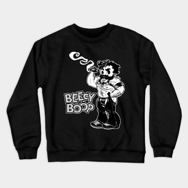 BeefyBoopLeather Crewneck Sweatshirt by BeefcakeBoss